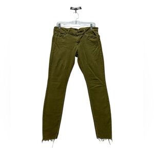 Mother Looker Frey Hem Corduroy Yellow Mustard Brown Skinny Jeans Size 30 Womens